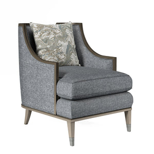 A.R.T. Furniture Harper Mica Chair - Glamorous Transitional Design With Plush Comfort, Exposed Wood, And Stylish Pillow Blue Rubberwood Solids,Foam,Fabric,Metal 161523-5743aa