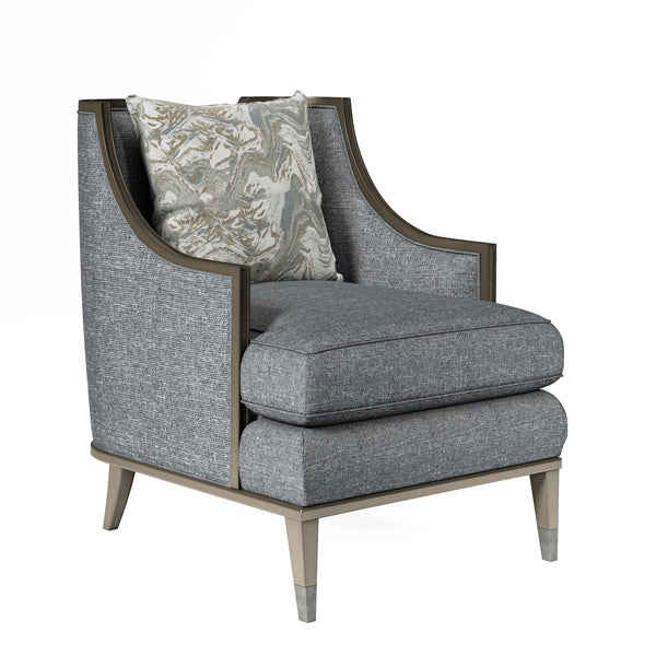 A.R.T. Furniture Harper Mica Chair - Glamorous Transitional Design With Plush Comfort, Exposed Wood, And Stylish Pillow Blue Rubberwood Solids,Foam,Fabric,Metal 161523-5743aa