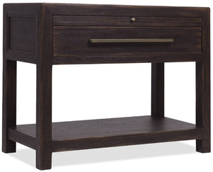 Hooker Furniture Driftwood One-Drawer Nightstand With Stone Top, Buckboard Oak Finish, Self-Closing Drawer, Shelf Blacks 6820-90216-99