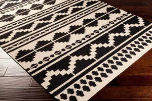 Surya Frontier 2'6" X 8' Handmade Wool Rug - Elegant Global Designs For Chic Home Decor & Durability Black Wool Ft431-23