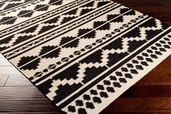 Surya Frontier 2'6" X 8' Handmade Wool Rug - Elegant Global Designs For Chic Home Decor & Durability Black Wool Ft431-23