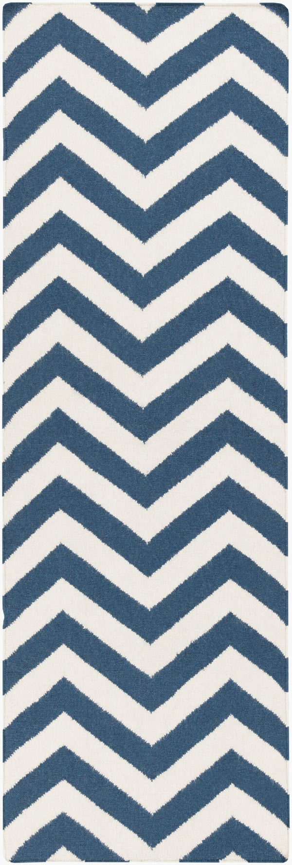 Surya Frontier 2'6" X 8' Handmade Wool Rug - Elegant Global Designs For Chic Home Decor & Durability Dark Blue Wool Ft455-268
