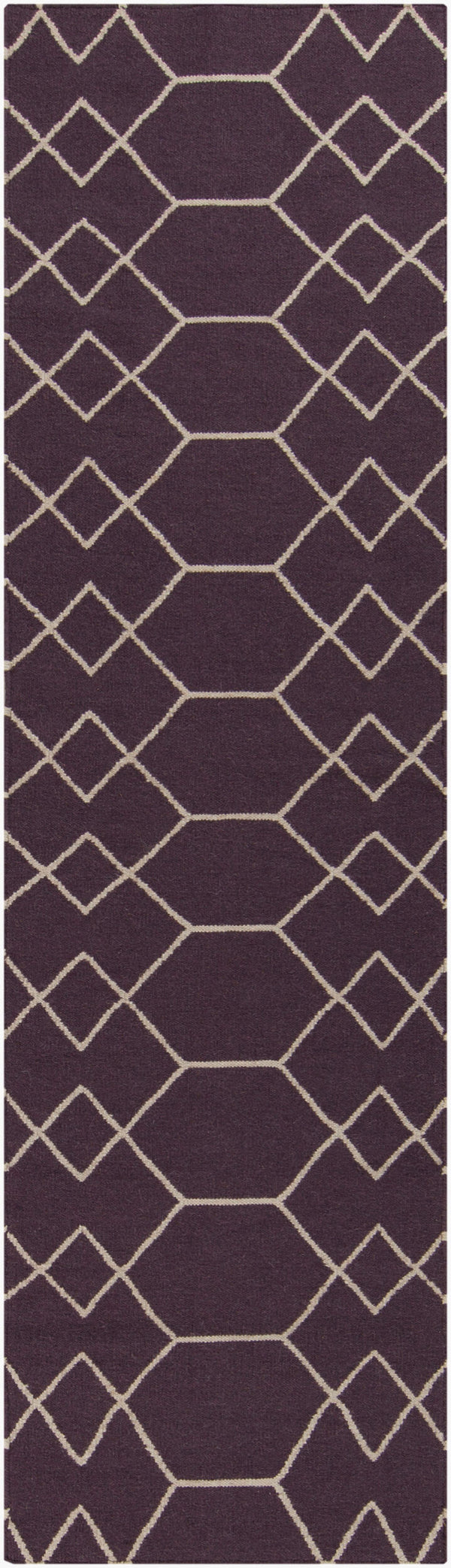 Surya Frontier 2'6" X 8' Handmade Wool Rug - Elegant Global Designs For Chic Home Decor & Durability Plum Wool Ft460-268