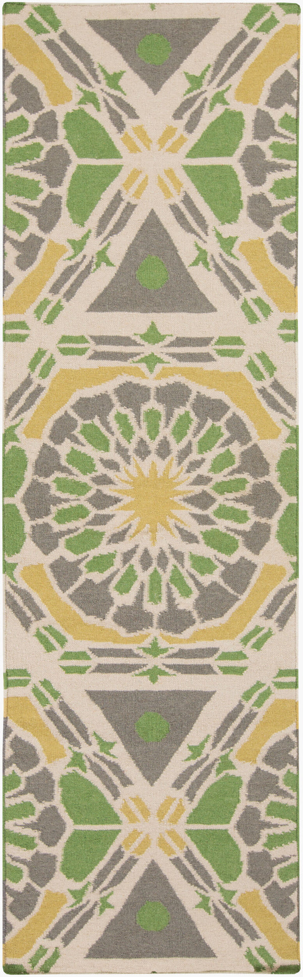Surya Frontier 2'6" X 8' Handmade Wool Rug - Elegant Global Designs For Chic Home Decor & Durability Grass Green Wool Ft465-268
