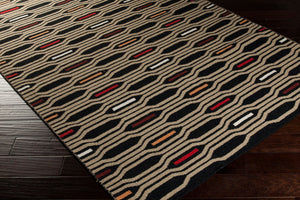 Surya Frontier Ft-500 Handmade 2' X 3' Wool Rug - Global Inspired Elegance For Eclectic Home Decor! Black Wool Ft503-268