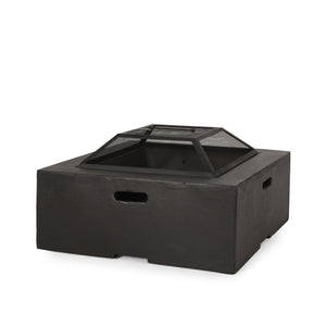 English Elm Outdoor Square Mgo Concrete Wood Burning Fire Pit with Spark Screen for Patio Gatherings 72476.00