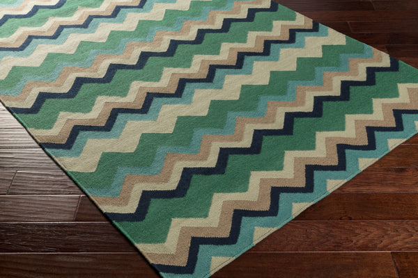 Surya Frontier Ft-220 Handmade 2' X 3' Wool Rug - Durable, Modern Decor With Natural Charm & Warranty Dark Green Wool Ft603-23