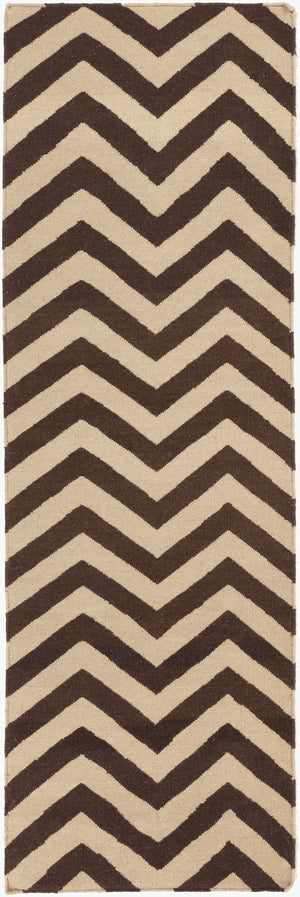Surya Frontier 2'6" X 8' Handmade Wool Rug - Elegant Global Designs For Chic Home Decor & Durability Dark Brown Wool Ft99-268