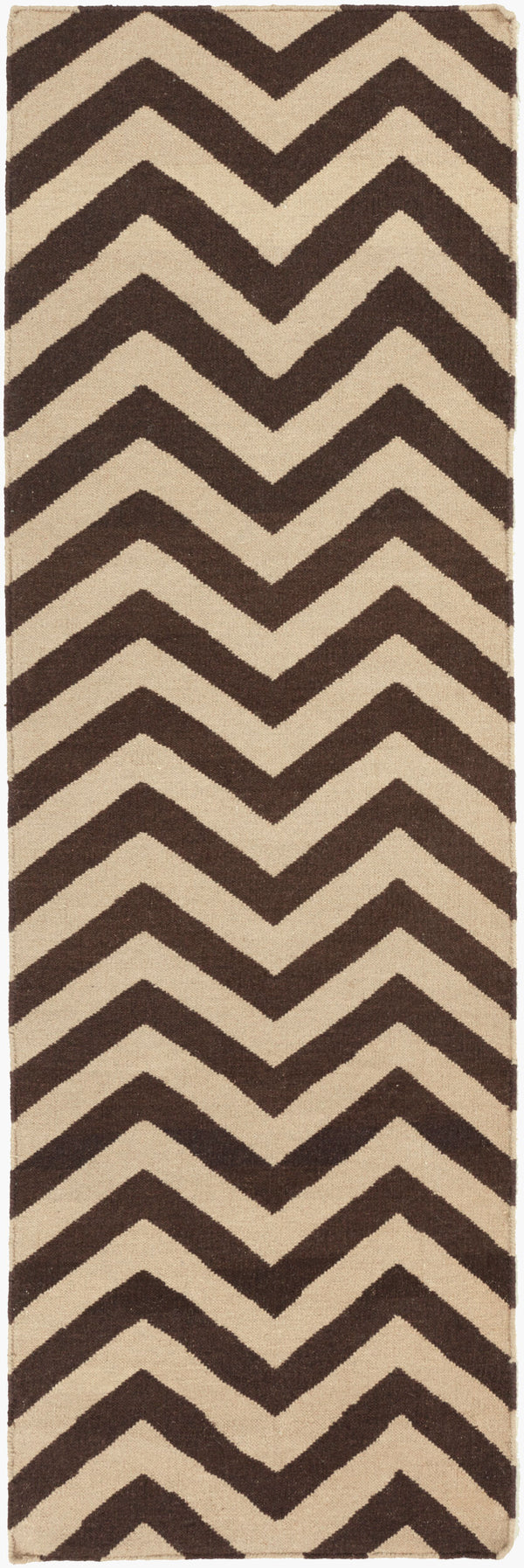 Surya Frontier 2'6" X 8' Handmade Wool Rug - Elegant Global Designs For Chic Home Decor & Durability Dark Brown Wool Ft99-268