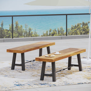 English Elm Catriona Solid Acacia Outdoor Bench Slatted Hardwood Patio Garden Seating 57240.00