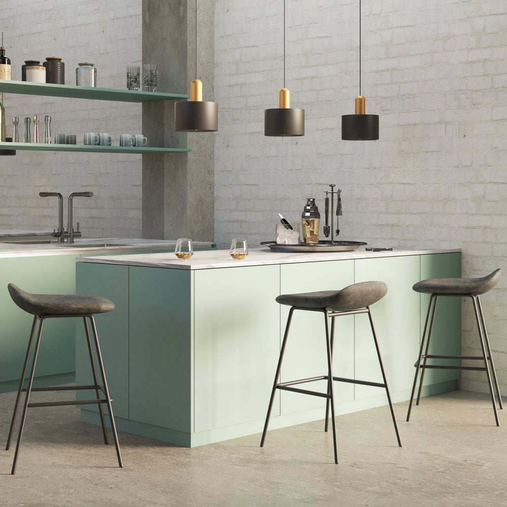 English Elm Dafney Bar Stool Set Of 2 - Sleek Distressed Charcoal Grey Vegan Leather For Modern Spaces B136P158578