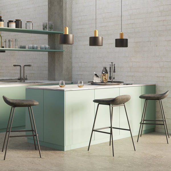 English Elm Dafney Bar Stool Set Of 2 - Sleek Distressed Charcoal Grey Vegan Leather For Modern Spaces B136P158578