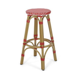 English Elm Outdoor Tropical Pe Rattan Backless Barstools Aluminum Frame Poolside Set of 2 72607.00RD