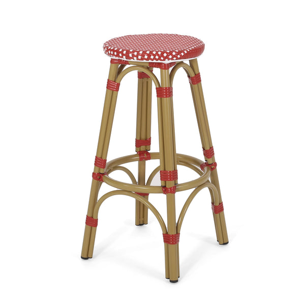 English Elm Outdoor Tropical Pe Rattan Backless Barstools Aluminum Frame Poolside Set of 2 72607.00RD