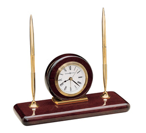 Hekman Furniture 613588 Rosewood Desk Clock Set With Brass Pens - Elegant, Durable, And Perfect For Office Décor Rosewood Rosewood Desk Set Tabletop Clock 613588
