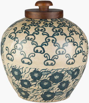Surya Fenton 12" Elegant Global-inspired Terracotta Jar – Charming Home Décor Piece With 30-day Warranty Navy Terracotta,Mango Wood Ftn-002