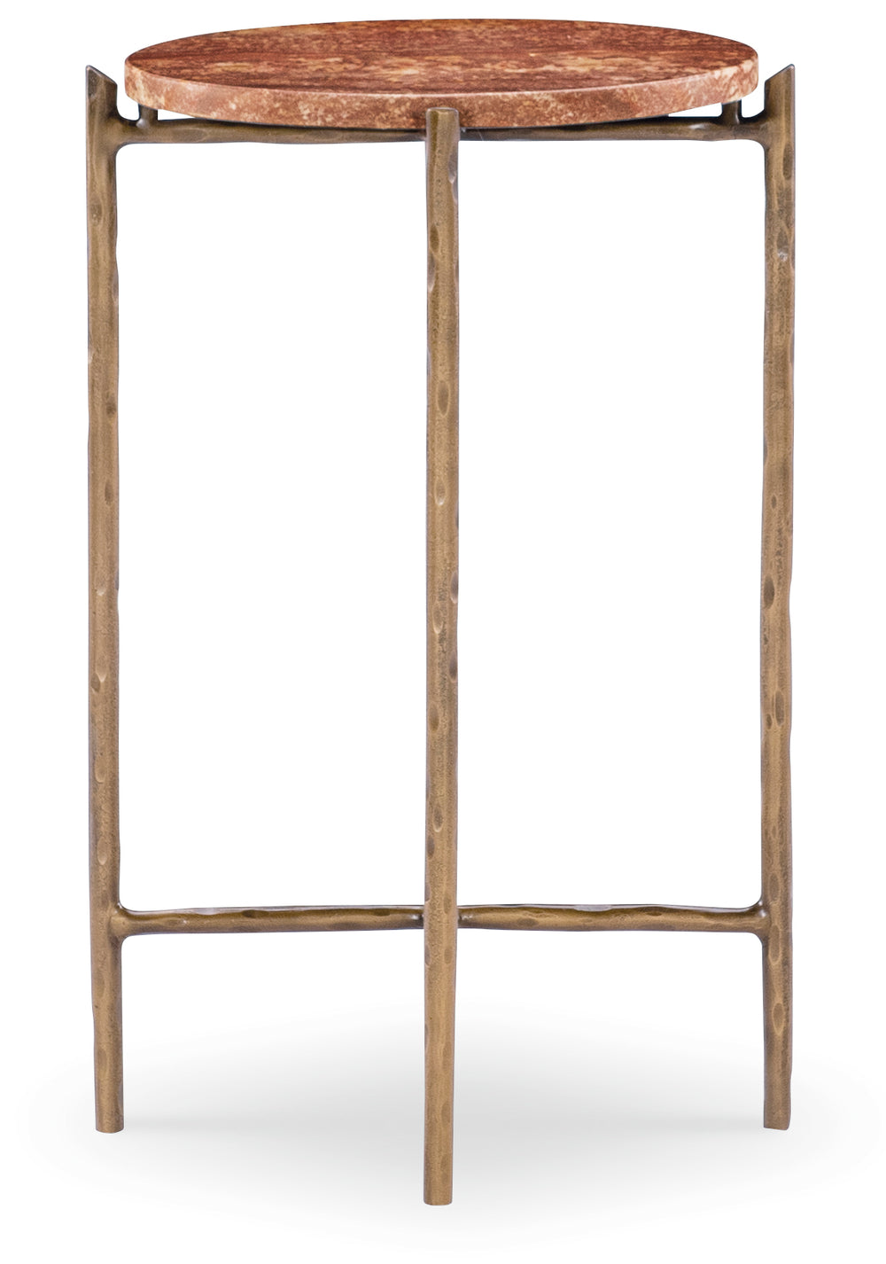 Hooker Furniture Melange Round Travertine Top Accent Table with Hammered Gold Base for Living Rooms 628-50746-01