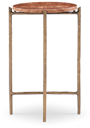 Hooker Furniture Melange Round Travertine Top Accent Table with Hammered Gold Base for Living Rooms 628-50746-01