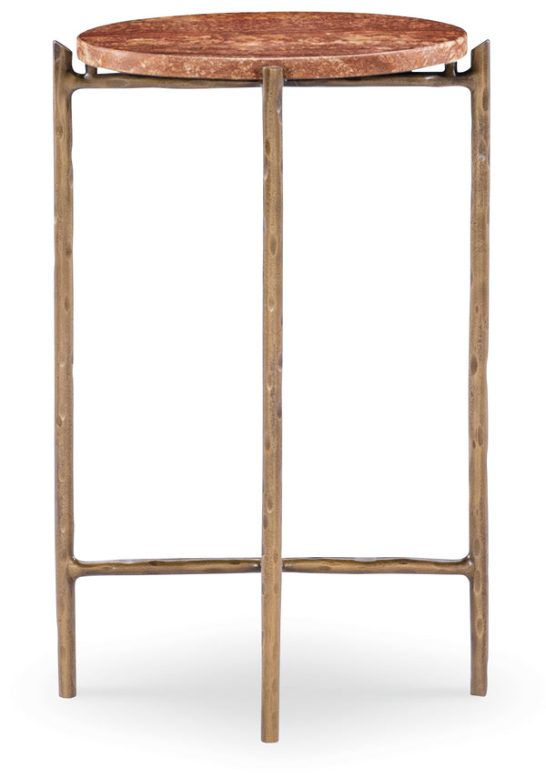 Hooker Furniture Melange Round Travertine Top Accent Table with Hammered Gold Base for Living Rooms 628-50746-01
