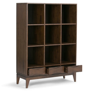 English Elm Harper Cube Storage Unit With Drawers - Mid-Century Modern Walnut Brown For Stylish Organization B136P158166