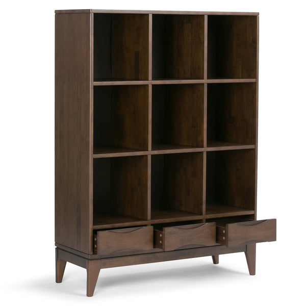 English Elm Harper Cube Storage Unit With Drawers - Mid-Century Modern Walnut Brown For Stylish Organization B136P158166