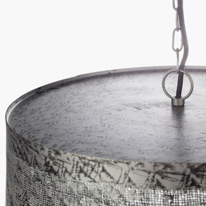 Surya Foster 17" Global-inspired Pendant Light – Elegant Metal Design For Eclectic Home Décor Charm! Fixture, Metallic ,Silver,Base, Metallic ,Silver,Cord, Translucent Iron Ftr-002