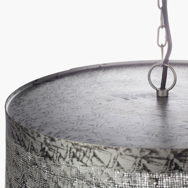 Surya Foster 17" Global-inspired Pendant Light – Elegant Metal Design For Eclectic Home Décor Charm! Fixture, Metallic ,Silver,Base, Metallic ,Silver,Cord, Translucent Iron Ftr-002