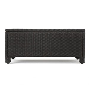 English Elm Puerta 4 Piece Outdoor Patio Set Pe Wicker Rattan with Iron Frame Cushioned Seating 52978.00DBRN