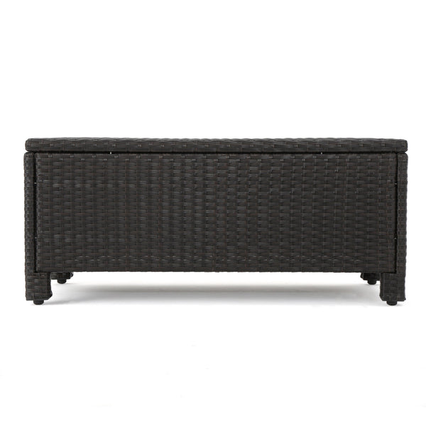 English Elm Puerta 4 Piece Outdoor Patio Set Pe Wicker Rattan with Iron Frame Cushioned Seating 52978.00DBRN