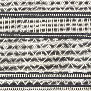 Livabliss Farmhouse Wool Cotton Flatweave Accent Rug with Tassel Fringe Bohemian Entryway Decor Black, White 2' x 3' FTS2300-23