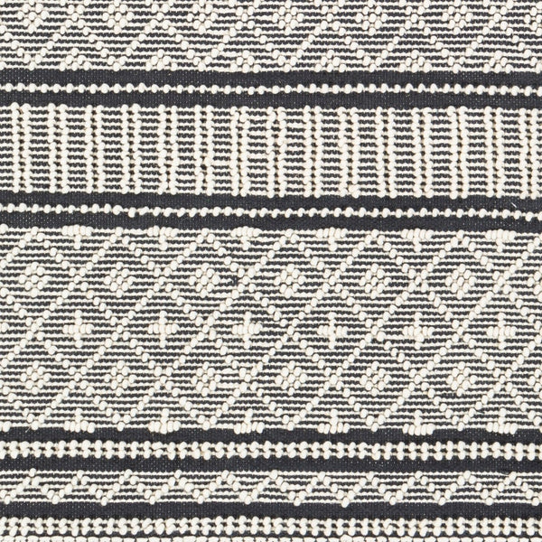 Livabliss Farmhouse Wool Cotton Flatweave Accent Rug with Tassel Fringe Bohemian Entryway Decor Black, White 2' x 3' FTS2300-23