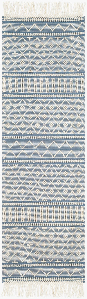 Surya Farmhouse Tassels 2' X 3' Handwoven Rug - Unique Cottage Style With Textured Fringe & Easy Care Blue Wool,Cotton Fts2301-268