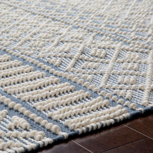 Surya Farmhouse Tassels 2' X 3' Handwoven Rug - Unique Cottage Style With Textured Fringe & Easy Care Blue Wool,Cotton Fts2301-35