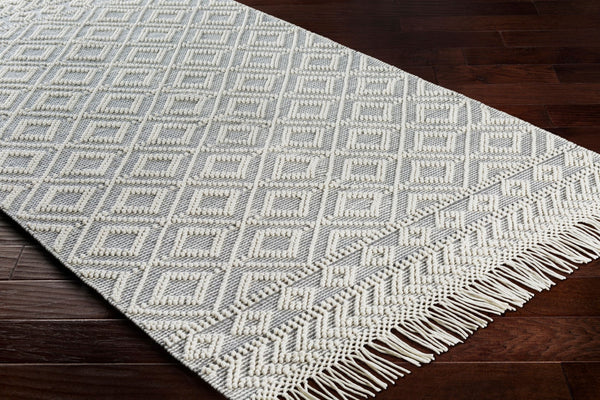 Surya Farmhouse Tassels 2' X 3' Handwoven Rug - Unique Cottage Style With Textured Fringe & Easy Care Gray Wool,Cotton Fts2303-268