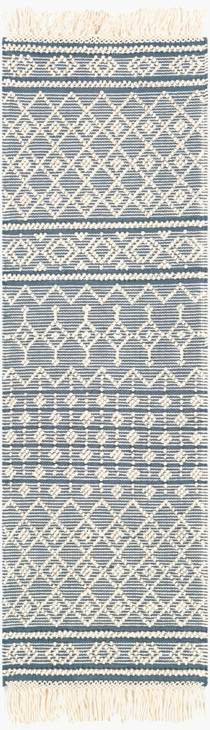 Surya Farmhouse Tassels 2' X 3' Handwoven Rug - Unique Cottage Style With Textured Fringe & Easy Care Blue Wool,Cotton Fts2304-268