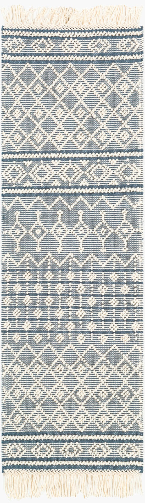 Surya Farmhouse Tassels 2' X 3' Handwoven Rug - Unique Cottage Style With Textured Fringe & Easy Care Blue Wool,Cotton Fts2304-268