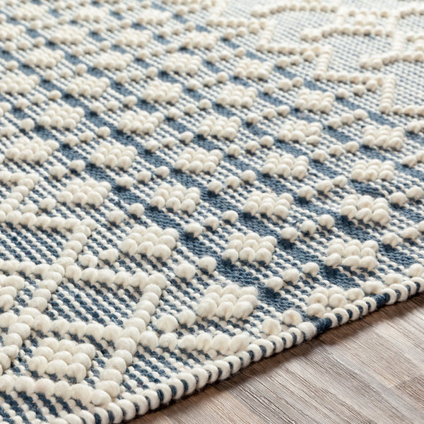Surya Farmhouse Tassels 2' X 3' Handwoven Rug - Unique Cottage Style With Textured Fringe & Easy Care Blue Wool,Cotton Fts2304-23