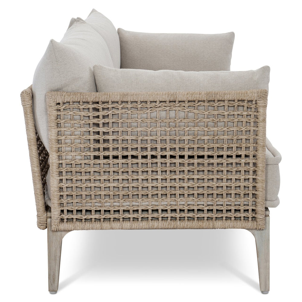Bernhardt Bernhardt Catalonia Outdoor Sofa — Sun‑Washed Teak & Twisted Abaca Wicker, Performance Fabric, Customizable Comfort - Made to Order O1507A
