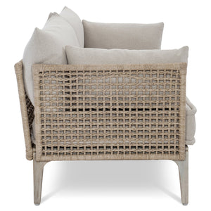 Bernhardt Bernhardt Catalonia Outdoor Sofa — Sun‑Washed Teak & Twisted Abaca Wicker, Performance Fabric, Customizable Comfort - Made to Order O1507A