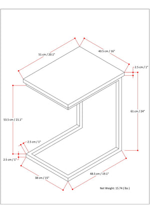 English Elm Skyler - Handcrafted C-Shaped Side Table In Dark Cognac Brown For Stylish And Versatile Use B136P159620-GIGA