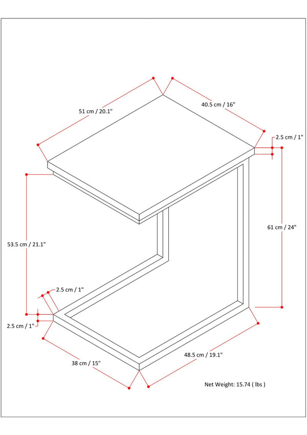 English Elm Skyler - Handcrafted C-Shaped Side Table In Dark Cognac Brown For Stylish And Versatile Use B136P159620-GIGA