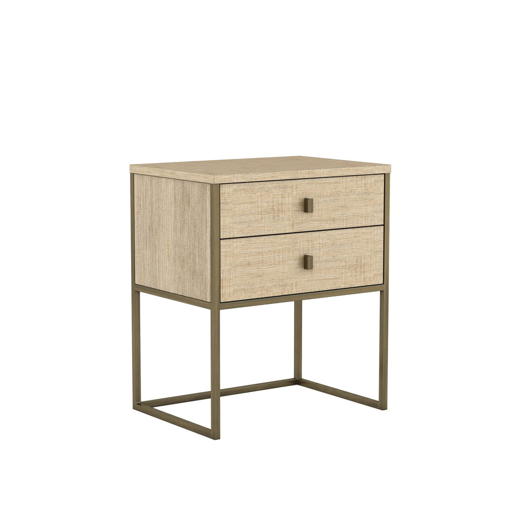 A.R.T. Furniture North Side Two-drawer Accent Nightstand With Usb Chargers, Dovetail Construction, And Flaxen Bronze Finish Brown Parrawood Solids,Quarter Figured,Fiddle Ash Veneer,Metal 269141-2556
