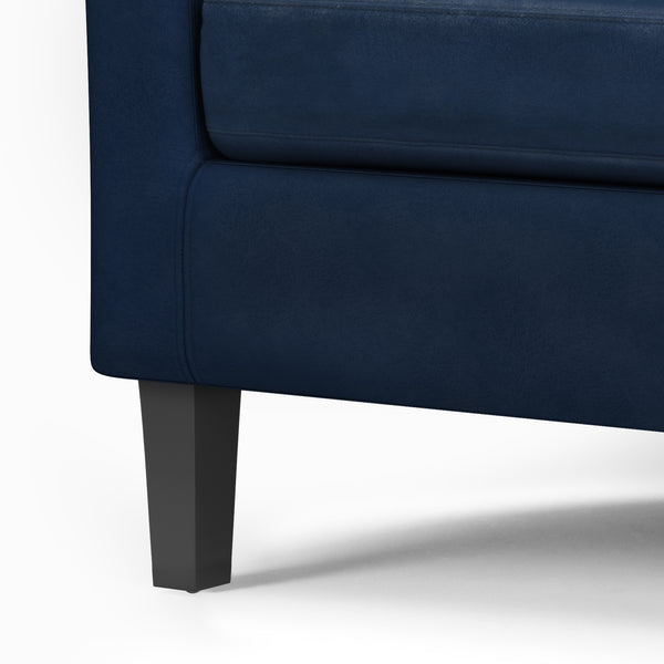 English Elm Austin Tub Chair - Elegant Distressed Dark Blue Vegan Faux Leather For Modern Comfort & Style B136P159642