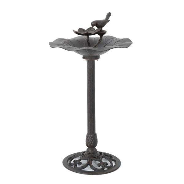 English Elm Christopher Knight Home® - e Elegant Lancaster Outdoor Aluminum & Iron Bird Bath Bronze — Durable Stable Base, Detailed Concave Bowl for Garden Charm and Wildlife Appeal 61696.00BZE