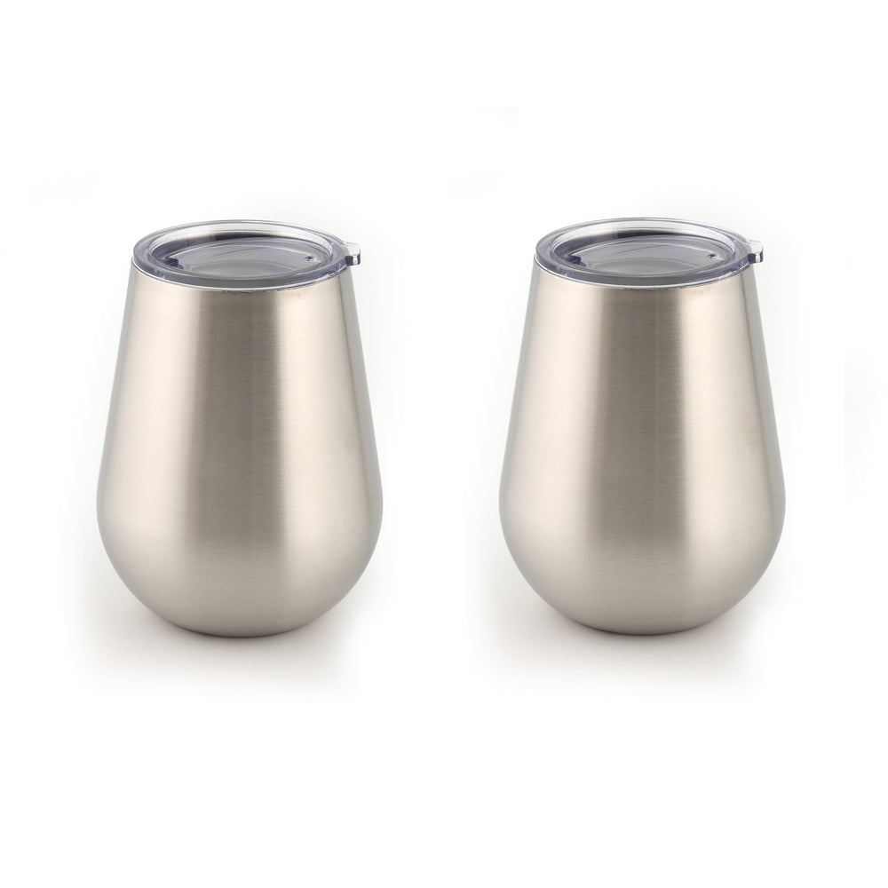 Lenox Cambridge 14 Oz Stainless Steel Stemless Wine Glass Tumblers, Set of 2 NO COLOR METAL 93812QTDS