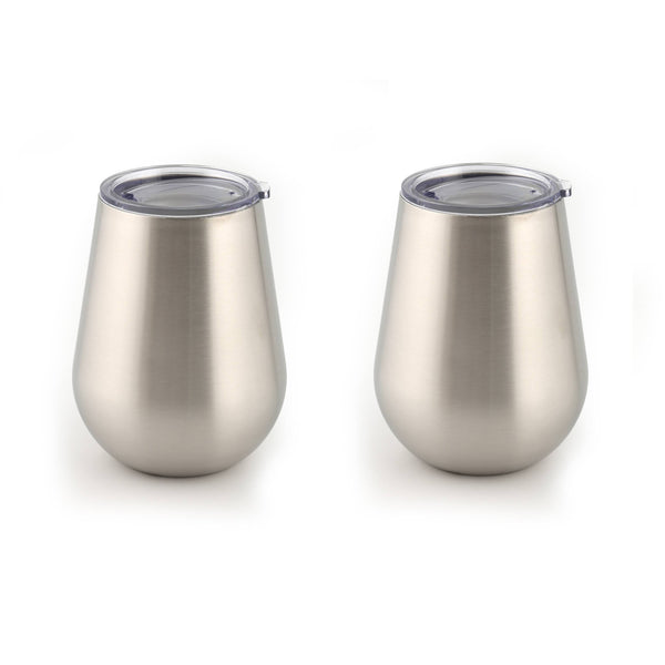Lenox Cambridge 14 Oz Stainless Steel Stemless Wine Glass Tumblers, Set of 2 NO COLOR METAL 93812QTDS