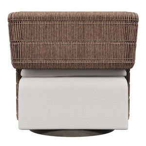 Bernhardt Bernhardt Maldives Swivel Chair — All-Weather Twisted Abaca Wicker, Teak Base, Deep Plush Cushioning - Made to Order O2352SB