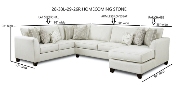 Fusion Homecoming Sectional Sofa With Sleeper & Pillows - Stylish Khaki Comfort For Your Living Room Khaki Ws,100% Polypropylene 28-33l,29,26r Homecoming Stone Sectional