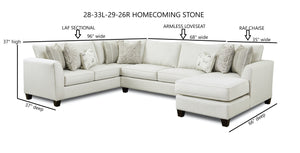 Fusion Transitional Homecoming Stone Sectional Sofa With Contrasting Pillows And Flared Arms For Comfort Khaki Ws,100% Polypropylene 28-33l,29,26r Homecoming Stone Sectional