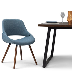 English Elm Malden Bentwood Dining Chair - Denim Blue Fabric, Mid-Century Modern Design For Stylish Comfort B136P158904